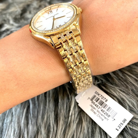 NWT authentic MK gold tone stone rim watch - Picture 6 of 8